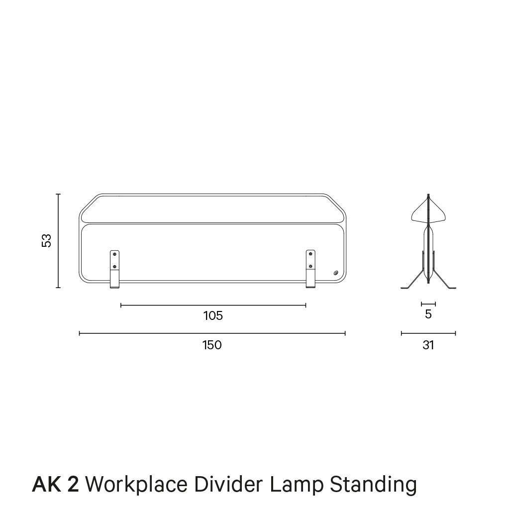 De Vorm AK 2 Workplace Divider Lamp Stand